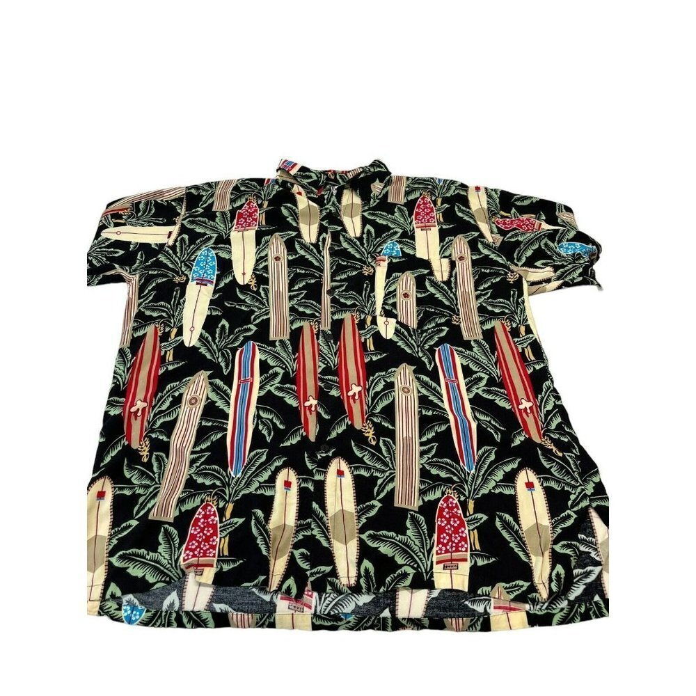 Surfboard Go Fish Black & Colorful Men’s Shirt Sleeves Hawaiian Shirt XL Surfing
